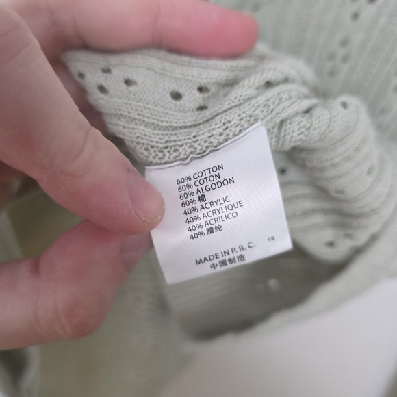 Brandy Melville Pastel Green Dainty Eyelet Open Knit Front Tie Cardigan Size M - Picture 6 of 8